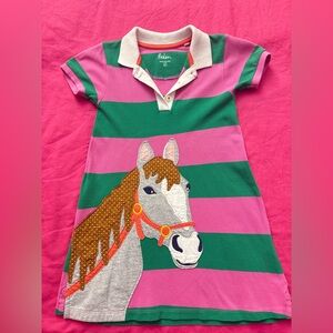 Mini Boden horse appliqué polo dress 4-5 y.o.